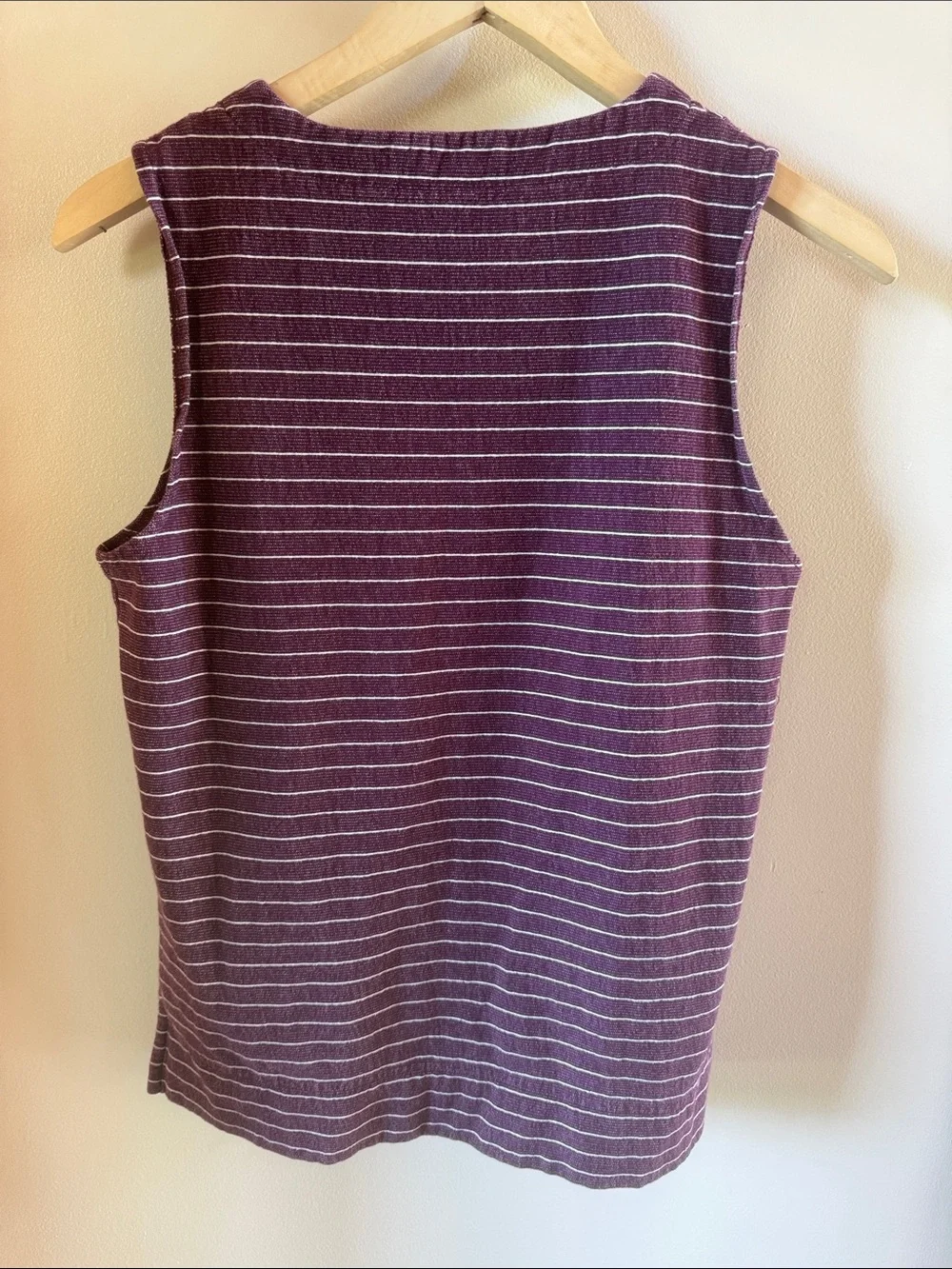 J. Crew Plum & White Striped Sleeveless Cotton Tank